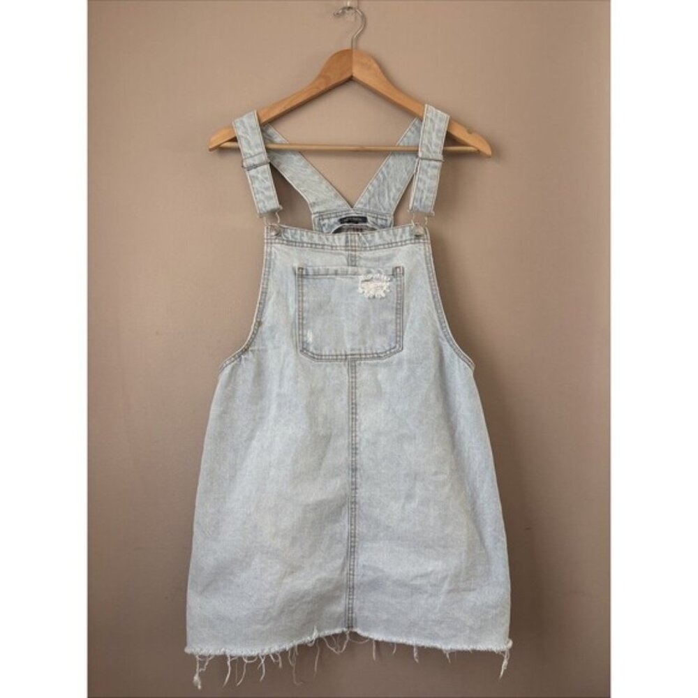 Wild Fable Women’s Denim Short Overalls Sz L Light Wash Distressed Bib Jumper